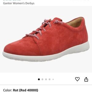 Ganter Gabby Derbys Red Suede Comfort Shoe Sneakers Size 7.5 G/41 EU/10 US